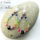 ✫9 CHAKRA✫ SILVER CRYSTAL DROP DANGLE EARRINGS