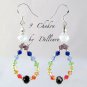 &acirc;�&laquo;9 CHAKRA&acirc;�&laquo; SILVER CRYSTAL DROP DANGLE EARRINGS