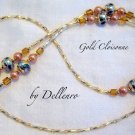 ~GOLD CLOISONNE~ BEADED EYEGLASSES SUNGLASSES SPECTACLES HOLDER CORD