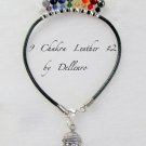 ✫9 CHAKRA✫ LEATHER GEMSTONES AND CRYSTALS ANKLE CHAIN ANKLET ANKLE BRACELET