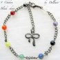 &acirc;�&laquo;9 CHAKRA&acirc;�&laquo; BLACK CHAIN GEMSTONE ANKLE CHAIN BRACELET ANKLET  9" & 2" EXTENDER