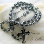&acirc;�&laquo;HEMATITE&acirc;�&laquo; GEMSTONE MEN'S  BLACK DRUM SHAPED HANDCRAFTED ROSARY (Gift boxed)
