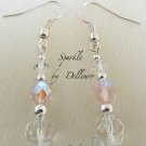 ✫SPARKLE✫ SILVER PLATED CRYSTAL DROP DANGLE EARRINGS Pink, Blue or Peach