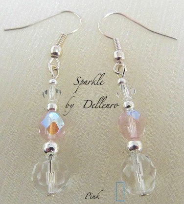 &acirc;�&laquo;SPARKLE&acirc;�&laquo; SILVER PLATED CRYSTAL DROP DANGLE EARRINGS Pink, Blue or Peach