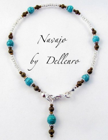 &acirc;�&laquo;NAVAJO&acirc;�&laquo; HANDCRAFTED GEMSTONE ANKLE CHAIN ANKLET ANKLE BRACELET