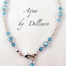 ✫AQUA✫ BLUE HANDCRAFTED BEADED CRYSTAL ANKLE CHAIN ANKLET ANKLE BRACELET
