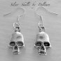 &acirc;�&laquo;SILVER SKULL&acirc;�&laquo; SILVER PLATED  DANGLE DROP EARRINGS Goth Punk Halloween