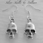 &acirc;�&laquo;SILVER SKULL&acirc;�&laquo; SILVER PLATED  DANGLE DROP EARRINGS Goth Punk Halloween
