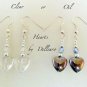 &acirc;�&laquo;HEARTS&acirc;�&laquo; SILVER PLATED CRYSTAL DROP DANGLE EARRINGS (1 pair)