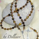 ✫TIGERS EYE✫ GEMSTONE HANDCRAFTED FIVE DECADE ROSARY (GIFT BOXED)