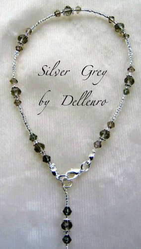 &acirc;�&laquo;SILVER GREY&acirc;�&laquo; HANDCRAFTED BEADED CRYSTAL ANKLE CHAIN ANKLET ANKLE BRACELET