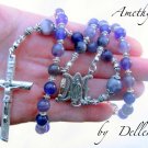 ✫AMETHYST✫ PURPLE GEMSTONE HANDCRAFTED FIVE DECADE  ROSARY (GIFT BOXED)