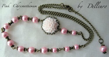 &acirc;�&laquo;PINK CRYSANTHEMUM&acirc;�&laquo; HANDCRAFTED ASYMMETRICAL NECKLACE (Clearance)