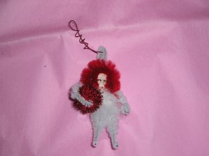 Chenille Santa White  2.75 inches cotton beard