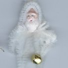 Chenille Santa White 3. 5  inch  clay face holding bell