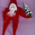 Chenille Santa RED 5  inch  clay face  holding tree