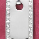SS LARGE HIGH POLISH DOG TAG PENDANT WITH CZ BORDER