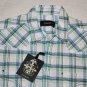 J.CAMPBELL PLAID CHECK GRAPHIC WHITE GREEN SLIM FIT CASUAL EVERY DAY SHIRT L