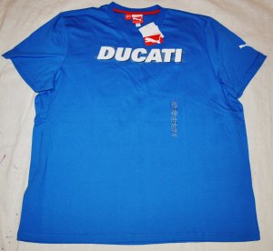 PUMA DUCATI LOGO MOTO RACING TEAM BLUE WHITE GRAPHIC T SHIRT XL