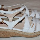 $678 PRADA LEATHER PATENT WHITE CORK WEDGE PLATFORM SANDALS SHOES ESPADRILLES