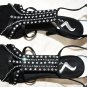 NINA CRYSTAL SATIN ULARA BLACK EVENING SANDALS SHOES HEELS 8 38
