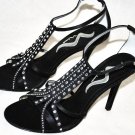 NINA CRYSTAL SATIN ULARA SANDALS SHOES HEELS 8 38