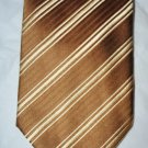 $195 STUNNING CHARVET PLACE VENDOME STRIPES BEIGE BROWN  GOLD DRESS NECK TIE