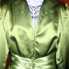 GORGEOUS KAY UNGER LEMONGRASS GREEN SILK EVENING TIE SKIRT JACKET SUIT 2/US