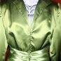 GORGEOUS KAY UNGER LEMONGRASS GREEN SILK EVENING TIE SKIRT JACKET SUIT 2/US
