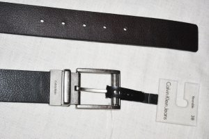 NEW MENS CALVIN KLEIN REVERSIBLE BLACK BROWN LEATHER BELT BUCKLE 38