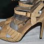 RALPH LAUREN KADRI WHEAT PATENT CROC NEUTRAL LEATHER PLATFORM SANDALS SHOES 8.5B