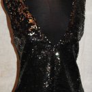$245 TWISTED HEART SEQUIN BLACK COTTON MODAL PARTY VEST TOP SHIRT M