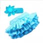 Cute Baby Girls' Blue Bloomer Ruffle skirt With Head-band -Set.  Fits 6-12months