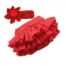 Baby Girl Red Bloomer ruffle Skirt W/T Headband. Fits 9-18 Months