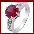 Red Garnet Gem 18k White Gold Plated Ring Sz 6