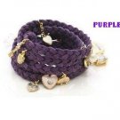 Braided Leather Charms Bracelet Wristband Strand.