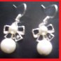Cute White pearl Black Bow Drop women/Girls Drop Dangle earrings