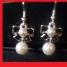 Cute pearl Black Bow Drop women/Girls Drop Dangle earrings