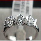 18k White Gold Plated 3 stones  Women's Ring Sz 7