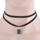 Black Velvet Women's Fashion Necklace 2 Rows Pendant Choker