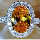 18k White GP Yellow Solitaire with Accents Fashion Ring  -size 7