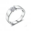 18k White Gold Plated CZ Accent Wedding/engagement solitaire Ring  -size 8 (4mm)