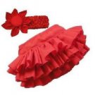 2 Pcs Girls Bloomer Diaper-Cover Ruffle Skirt W/t Headband- Fits 9 - 18 Months