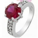 18k White GP Red Solitaire with Accents engagement/Wedding Ring  -size 6