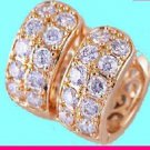 Gold Plated Women/girls white Cz Hoop Small Earrings -14mm