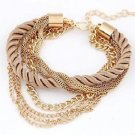 Gold Plated Chain Braided Yellow Rope Multilayer Bracelet