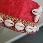 Traditional Igbo Red kufi Velvet Hat With Cowries. Larry Gaga style Nigerian cap
