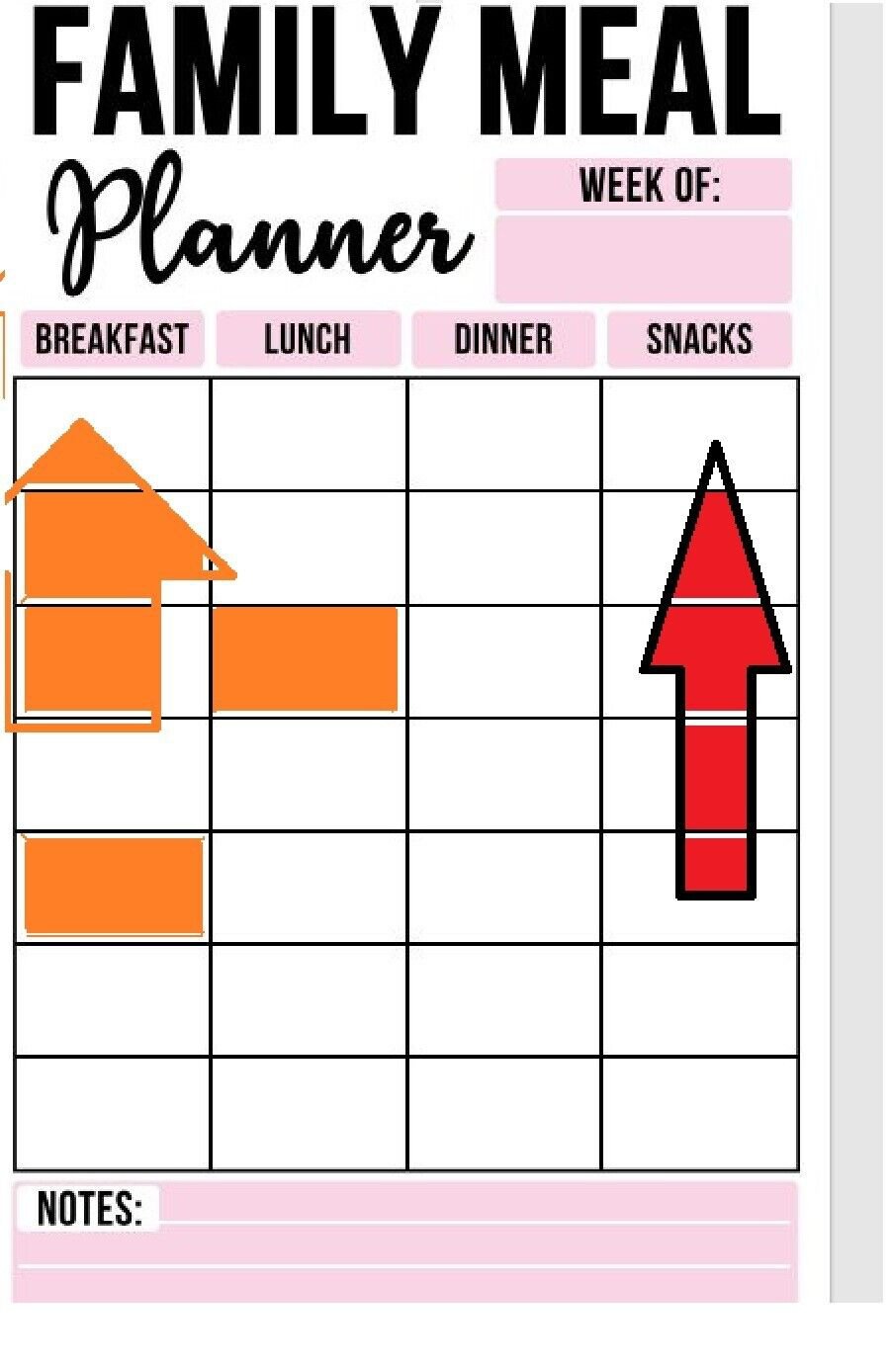 Printable PDF Family Meal Planer Log Journal. Download