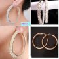 2 Row Silver Tone Crystals Hoop Earrings -Round, Flatback, 50mm, 35mm Choose