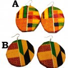 African Fabric Ankara Kente Prints Hook Earrings- 2.5" (50mm) .